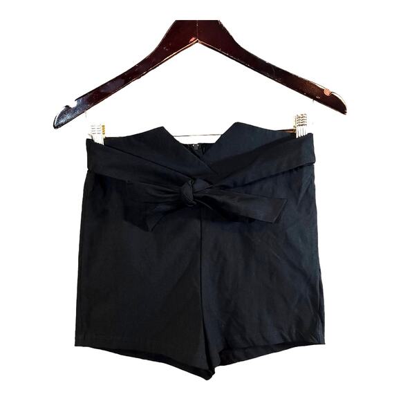 Love Tree Black High Waisted Tie-Waist Shorts Feminine Summer Women's M NWT - Picture 1 of 5